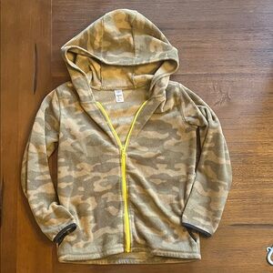 Sz 10/12 Carter's Tan Camouflage Hoodie with Yellow Zipper Excellent Condition